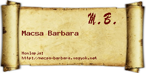 Macsa Barbara névjegykártya